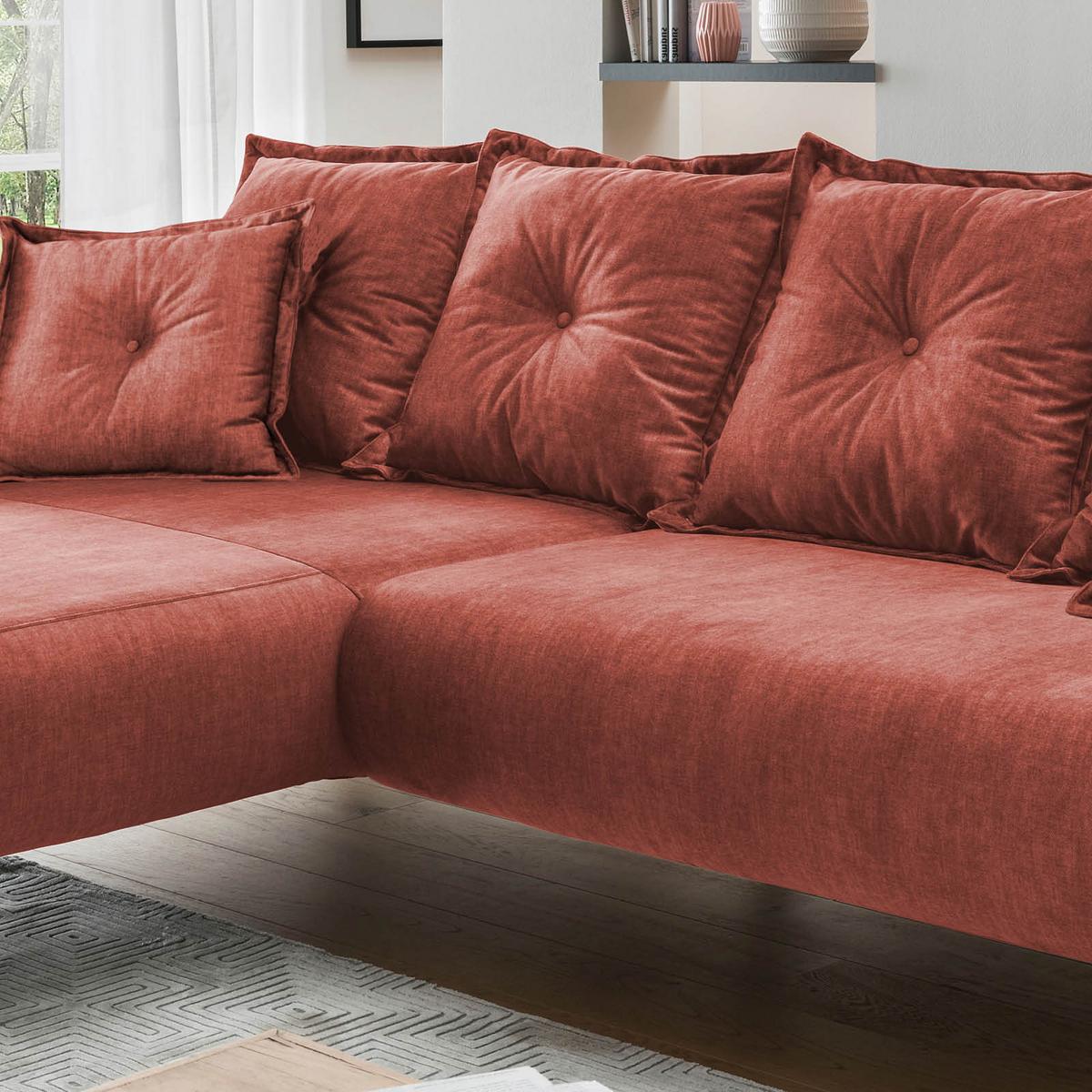 Ecksofa Baggio Koralle S: 162/277 cm - Koralle/Buchefarben, MODERN, Holz/Textil (162/277cm) - Livetastic