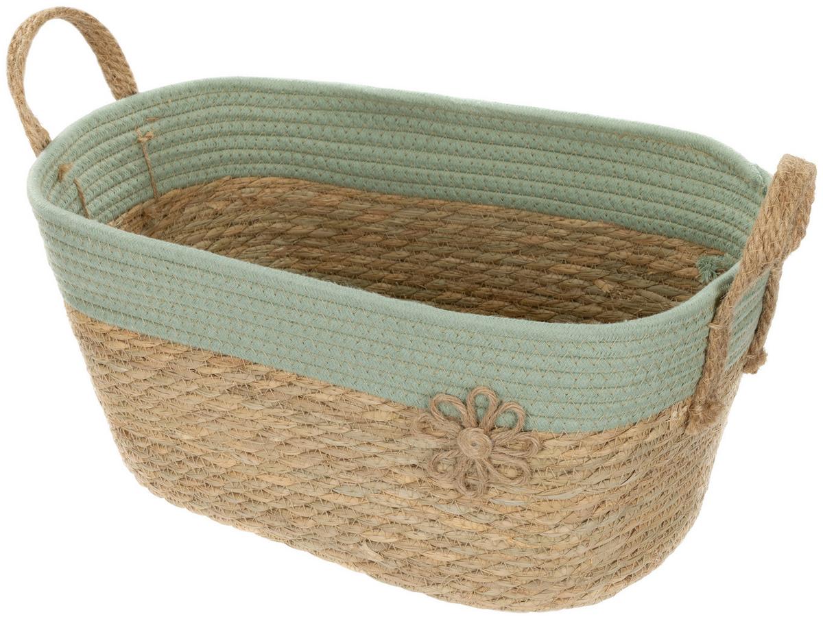 Korb Mou -Paz- - Salbeigrün/Naturfarben, KONVENTIONELL, Naturmaterialien/Textil (40/25/28cm) - James Wood