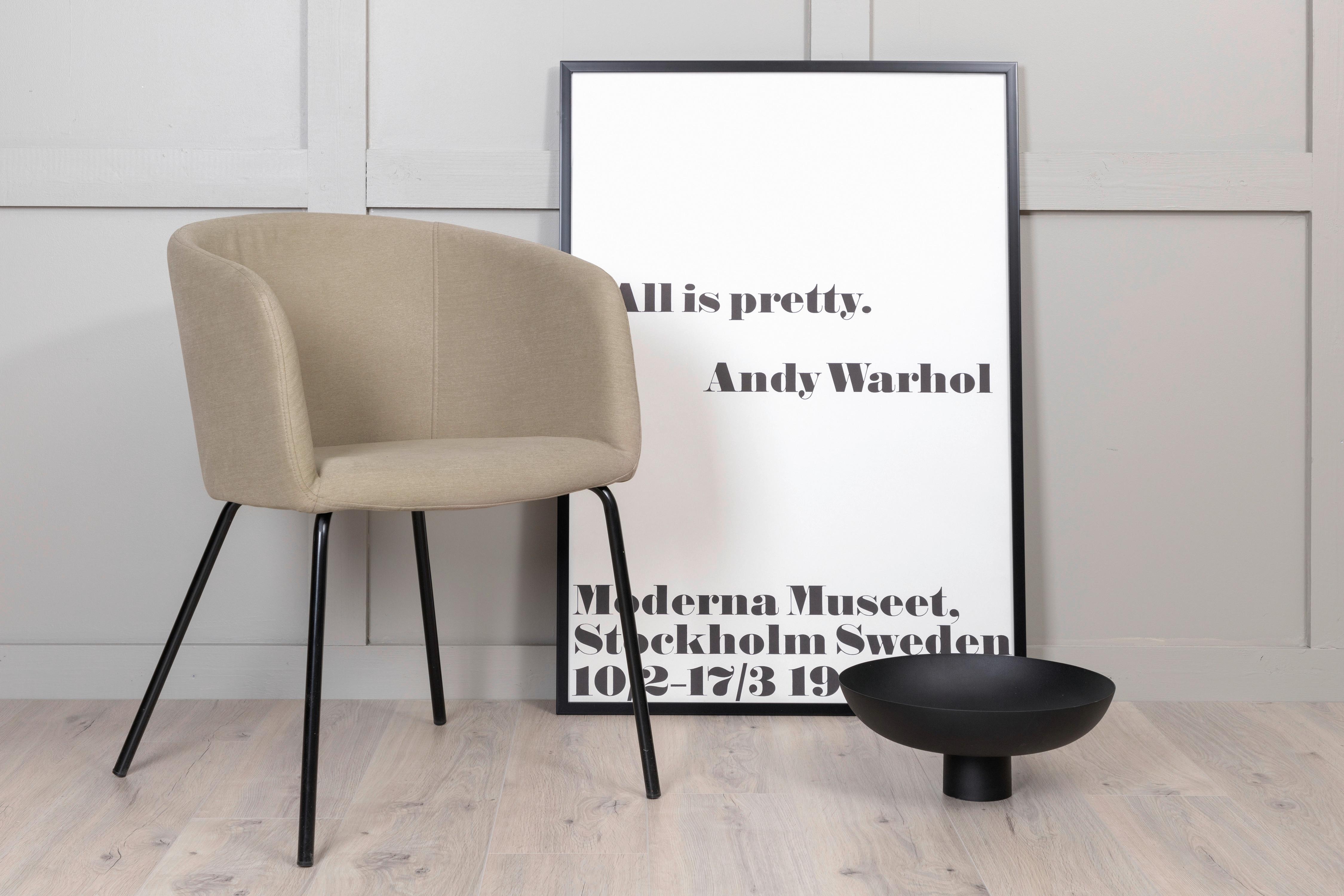 Stuhl Berit - Beige/Schwarz, Design, Holz/Kunststoff (55/78/55cm) - Livetastic