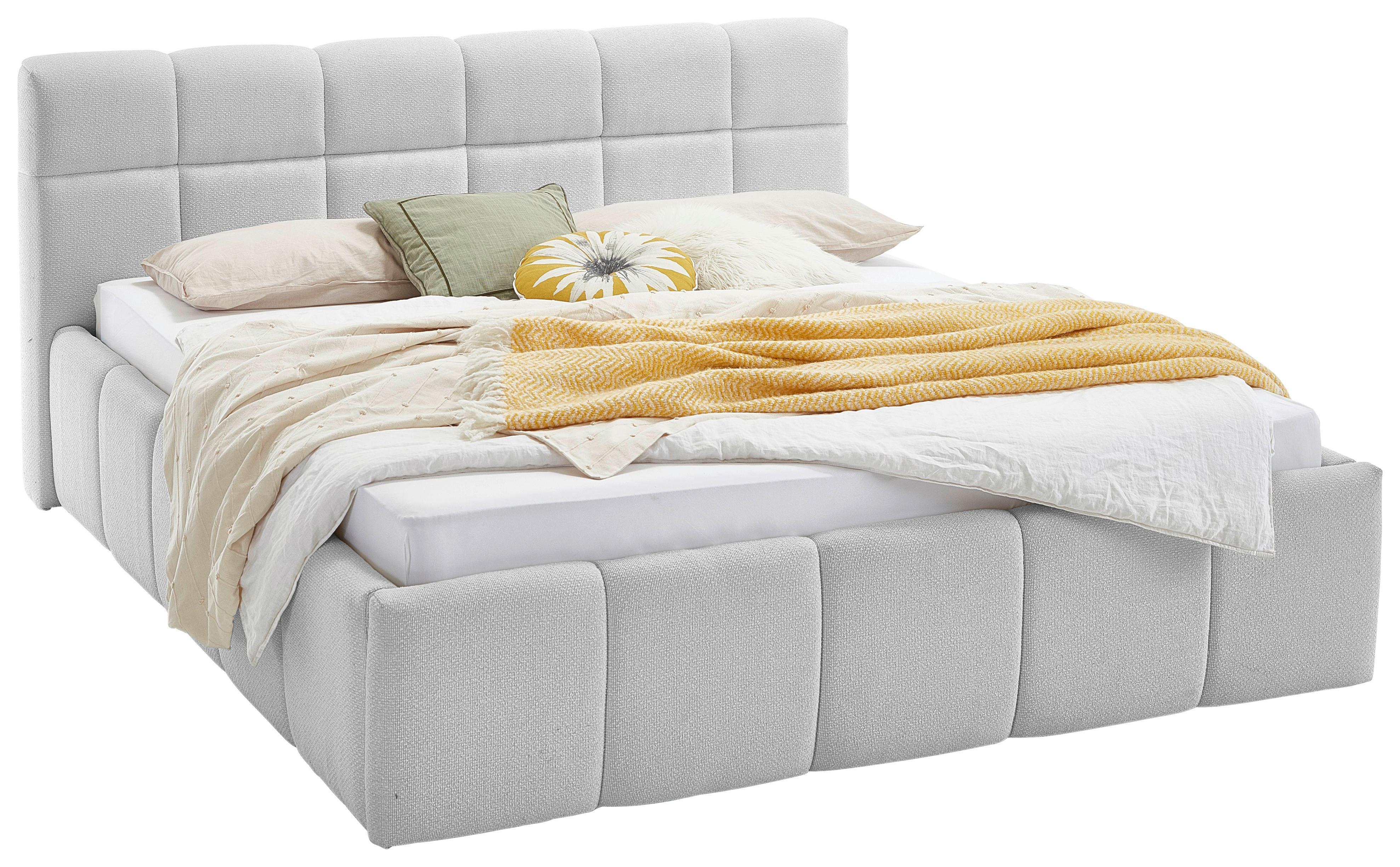 Čalúnená posteľ ASCONA 180x200, svetlosivá - čierna/svetlosivá, Konventionell, textil/plast (180/200cm)