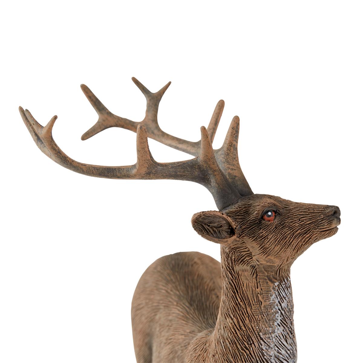 Weihnachtsdeko Hirsch Kunststoff Stehend H: 18 Cm - Dunkelbraun, Basics, Kunststoff (13/9,5/18cm) - Ondega