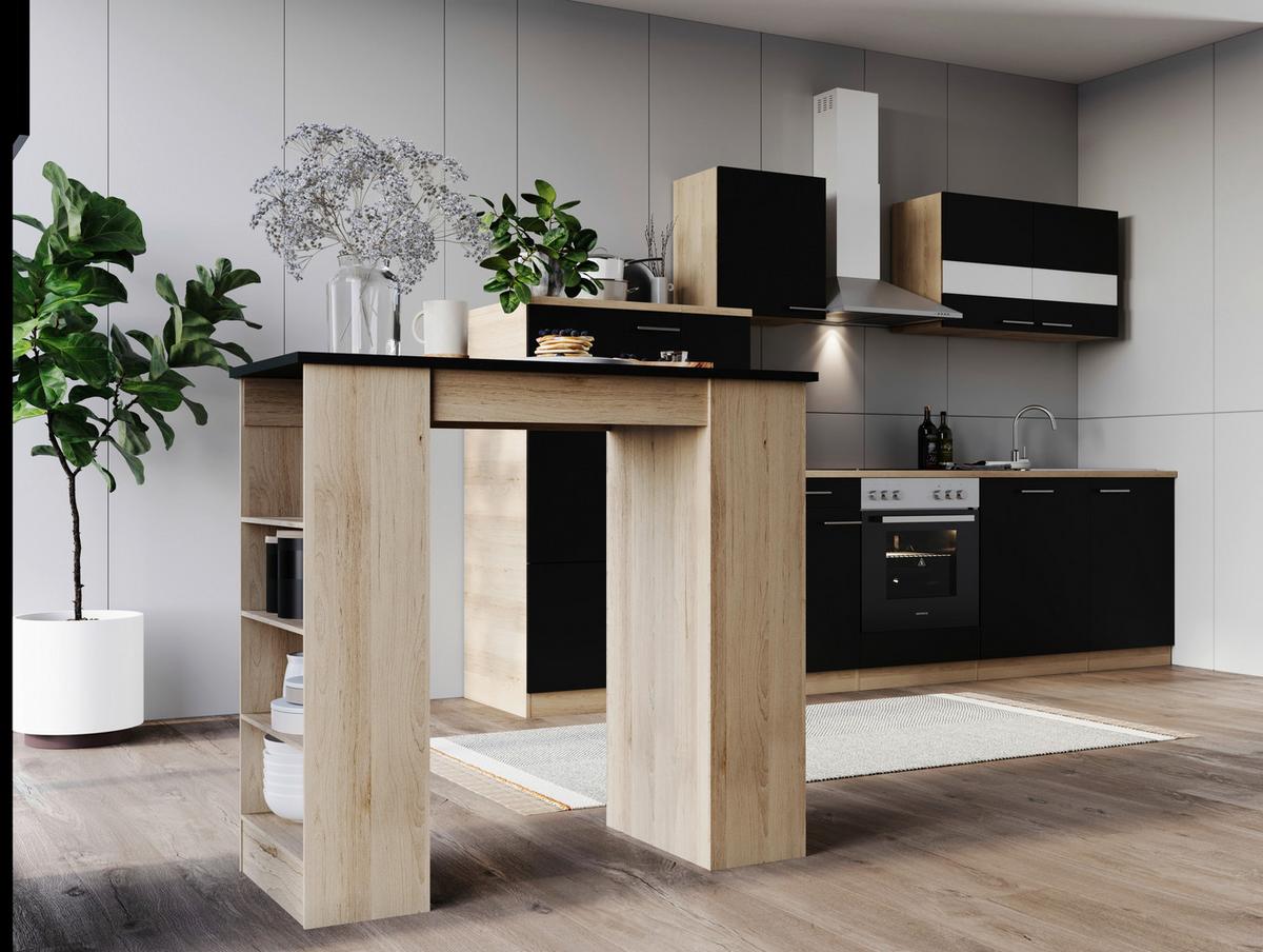 Bartisch Merle Schwarz, Eiche Dekor L: 103 cm - Eichefarben/Schwarz, Design, Holzwerkstoff (103/50/115cm) - Respekta