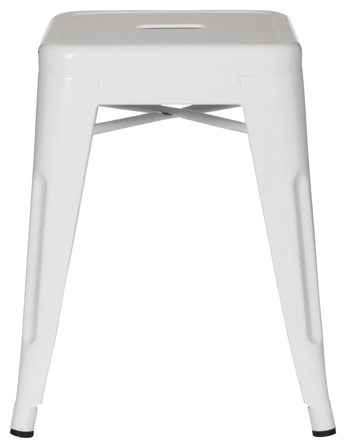 Hocker Vantaggio Stahl Weiß H: 46 Cm Stapelbar - Weiß, Basics, Metall (39/46/39cm) - MID.YOU