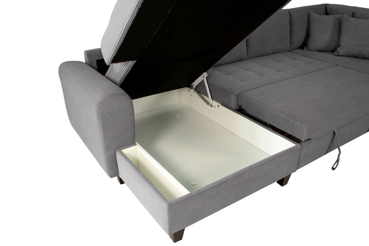 Wohnlandschaft Moritz Grau U-Form: 155x324x178 cm - Grau, Trend, Textil (155/324/178cm)