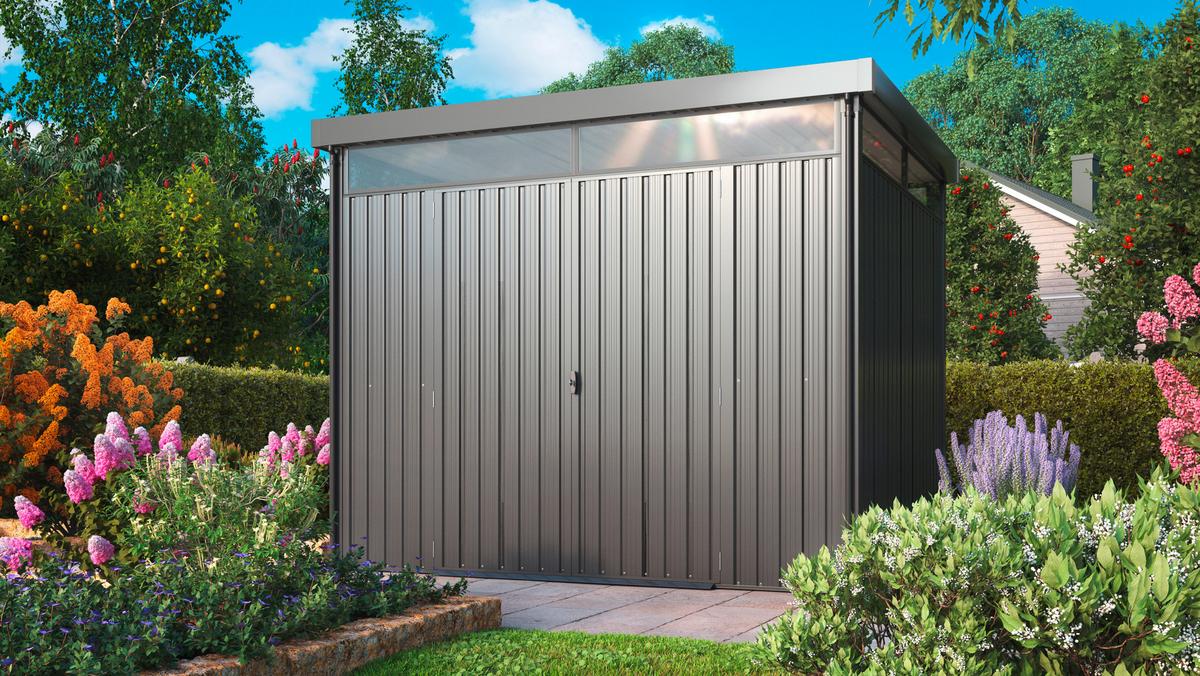 Gartenhaus mit Pultdach 276x226x245 cm - Anthrazit, Basics, Metall (276/226/245cm)