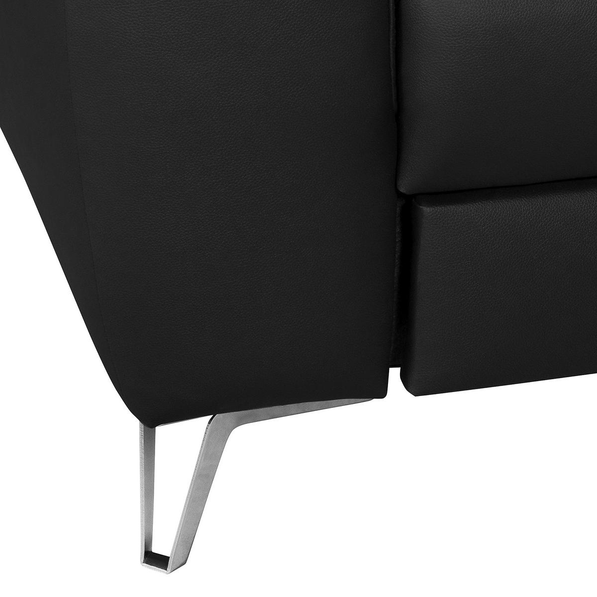 Ecksofa Santos Schwarz S: 241 cm - Chromfarben/Schwarz, Design, Leder/Textil (241/168cm) - Livetastic