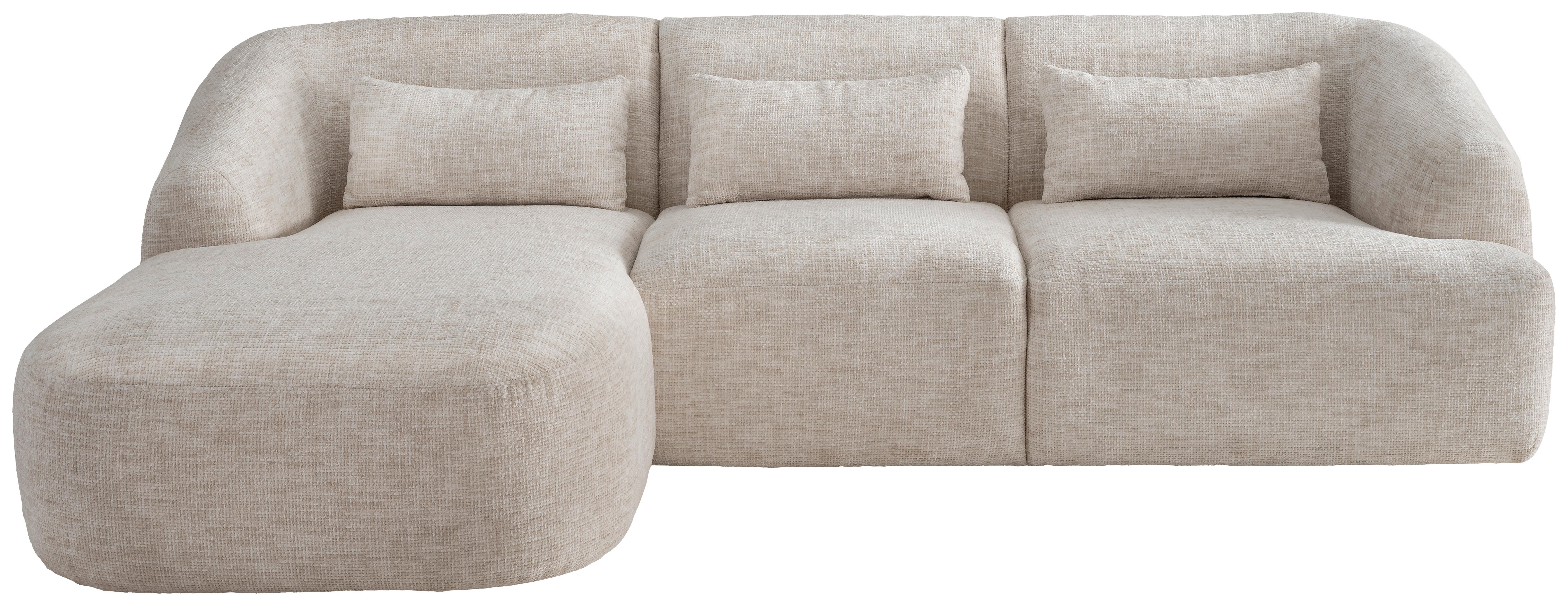 Ecksofa Caponi, Creme S: 160x256 Cm - Creme/Schwarz, MODERN, Textil (160/256cm) - Livetastic