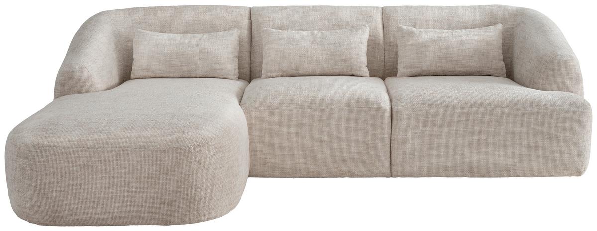 Ecksofa Caponi, Creme S: 160x256 Cm - Creme/Schwarz, MODERN, Textil (160/256cm) - Livetastic