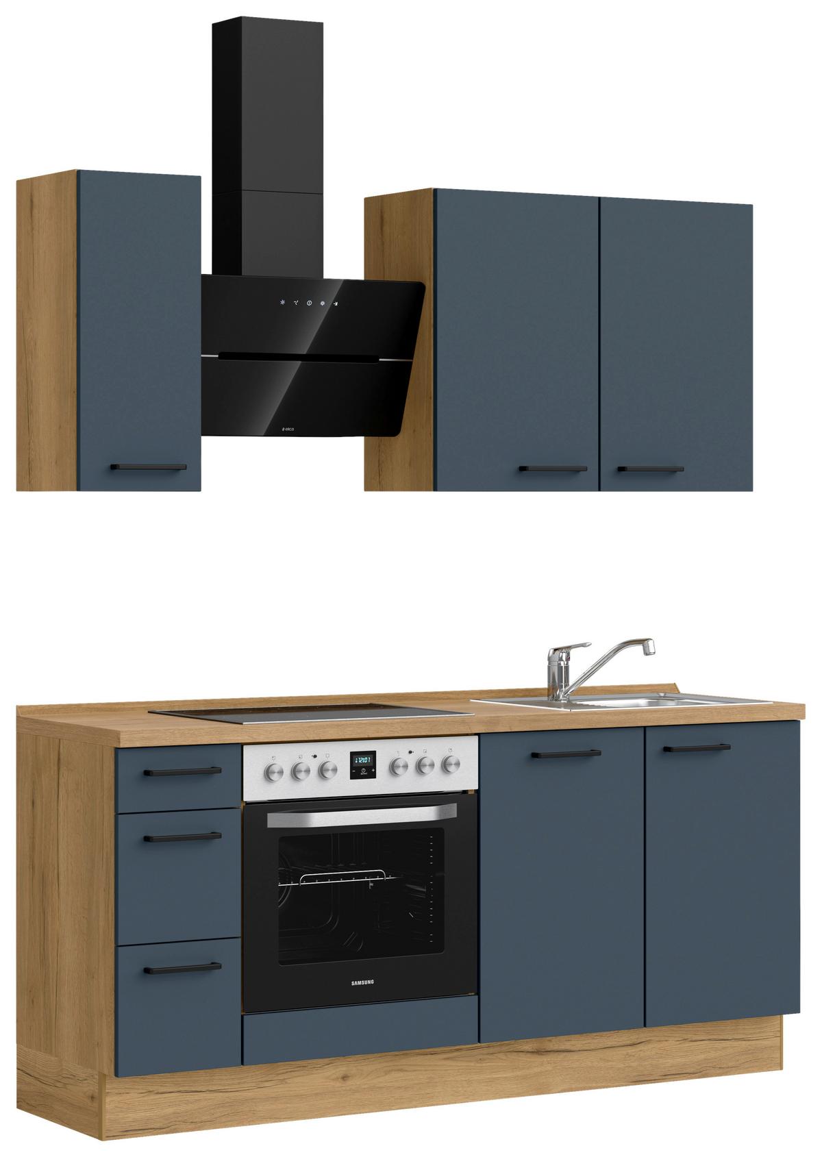 Küchenleerblock Easytouch High-Line, H1 Links - Blau/Eichefarben, MODERN, Holzwerkstoff (180cm) - Nobilia