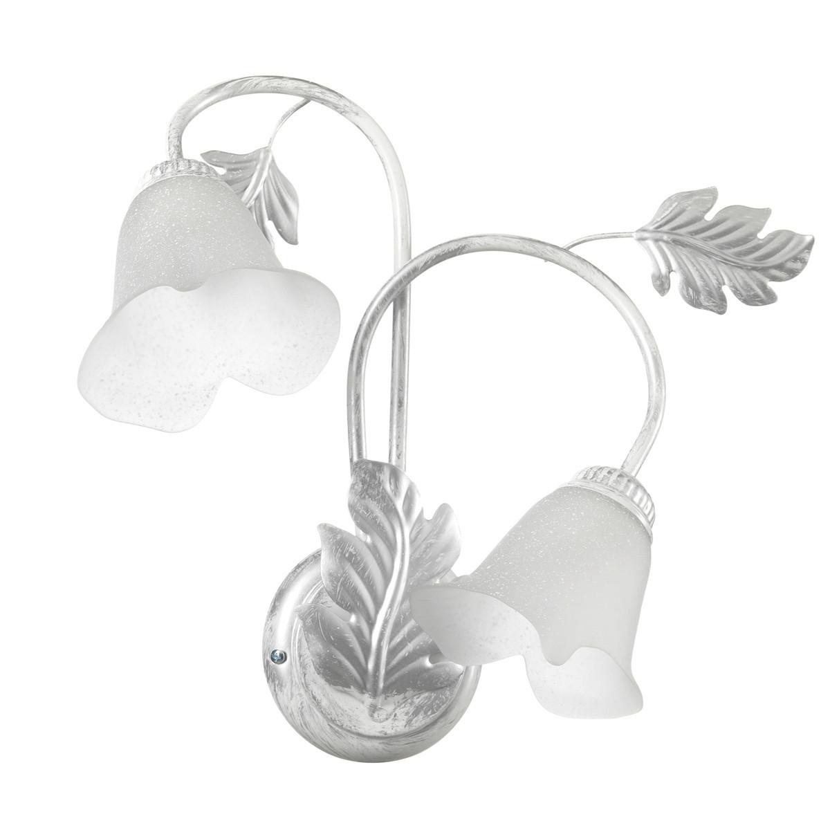 Wandleuchte 4836/Ap2 - Silberfarben/Weiß, KONVENTIONELL, Glas/Metall (40/48cm)