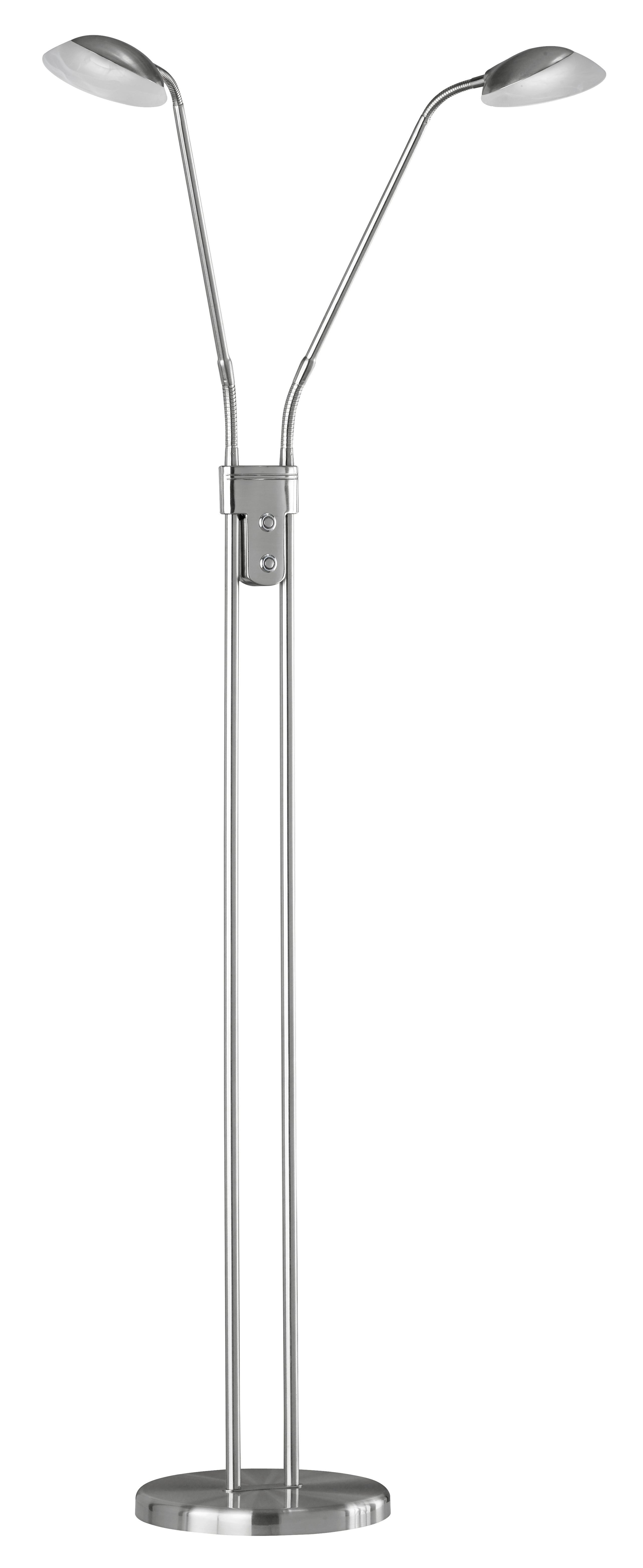 Led-stehlampe Pool Dimmbar Nickelfarben Farbwechsler - Nickelfarben, KONVENTIONELL, Glas/Metall (160cm) - Fischer & Honsel