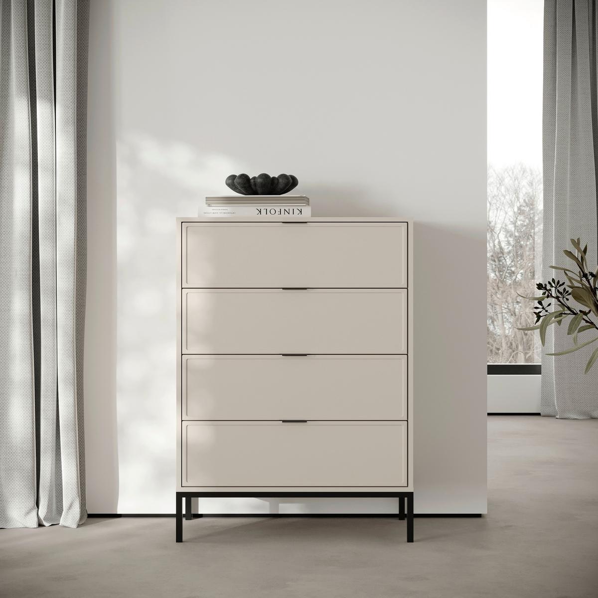 Kommode Deco Schwarz/Kaschmir B: 75,9cm - Kaschmir/Schwarz, Design, Holzwerkstoff/Metall (75,9/115,5/40cm) - MID.YOU