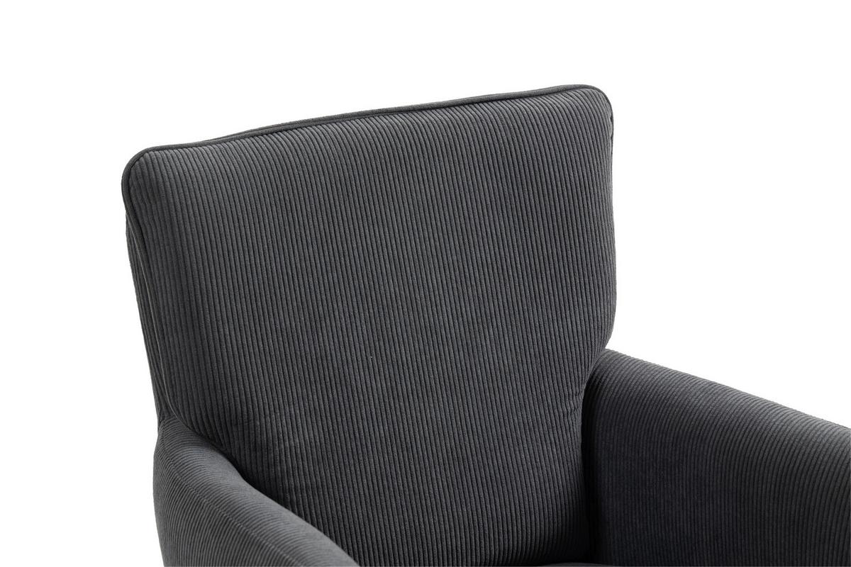 Armlehnstuhl Mila Cord Sitzfl. 180° drehbar, B: 60cm - Anthrazit/Schwarz, KONVENTIONELL, Textil/Metall (60/95/67cm) - MID.YOU