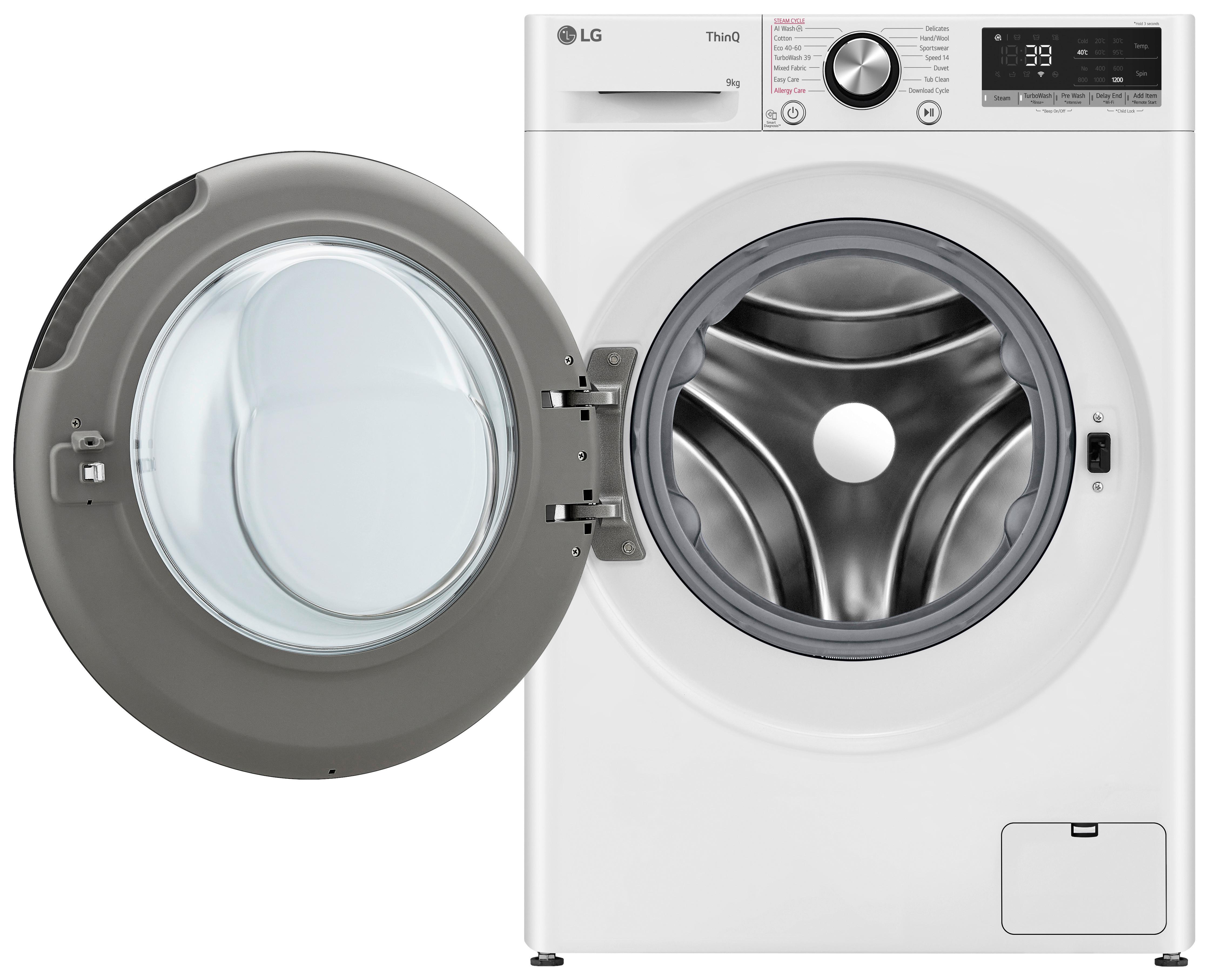 Waschmaschine LG F2v7slim9 9 Kg 1160 U/Min Thinq - Weiß, Basics, Glas/Kunststoff (60/85/47,5cm) - LG