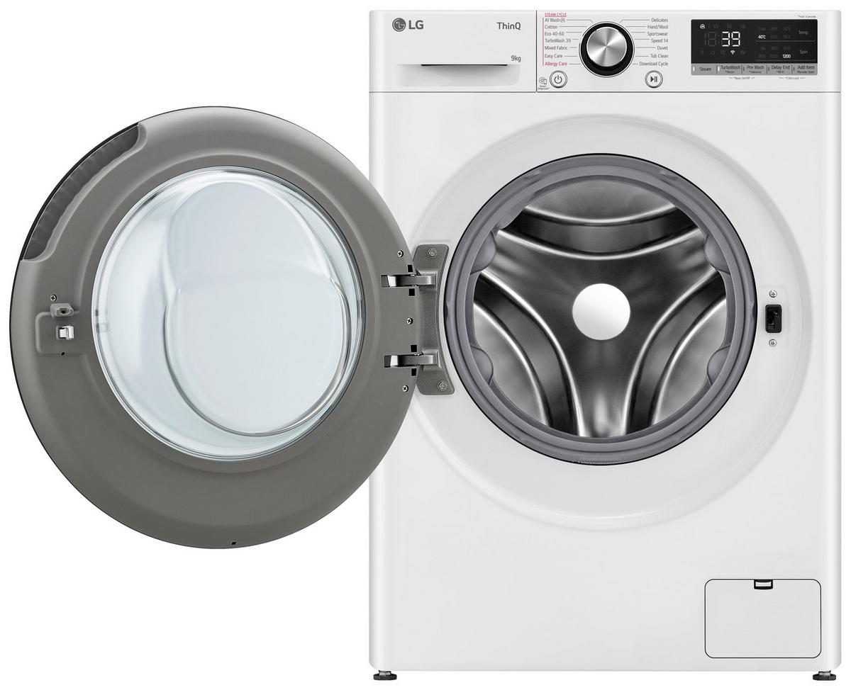 Waschmaschine LG F2v7slim9 9 kg 1160 U/Min ThinQ - Weiß, Basics, Glas/Kunststoff (60/85/47,5cm) - LG
