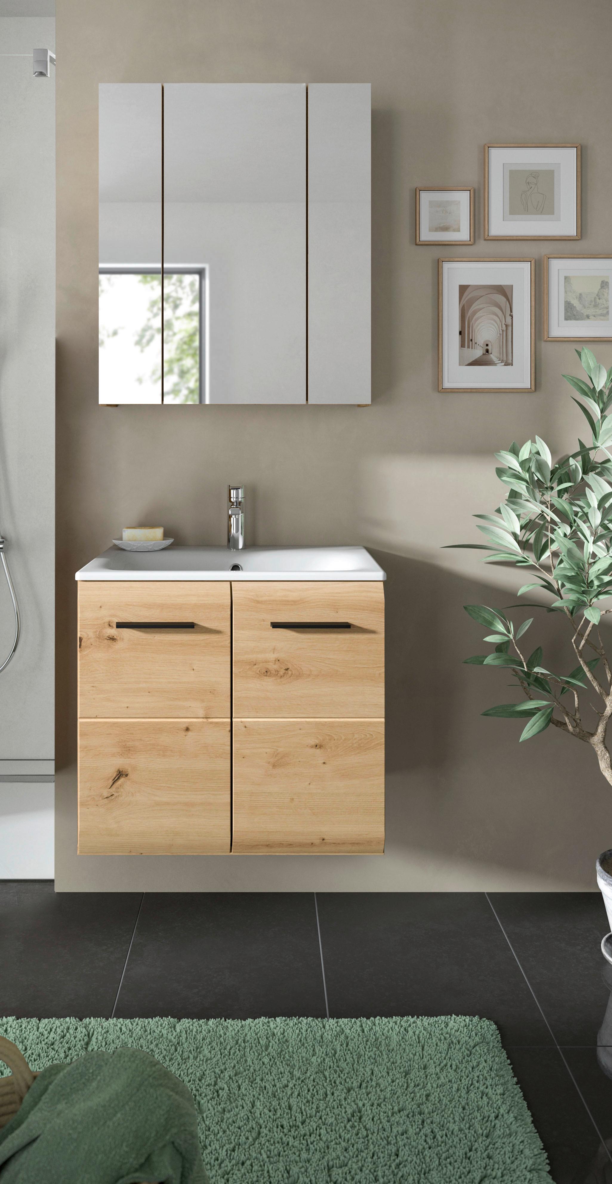 Badezimmer Ice Eiche Artisan Dekor B: 60cm - Eiche Artisan/Weiß, Basics, Keramik/Holzwerkstoff (60cm) - MID.YOU