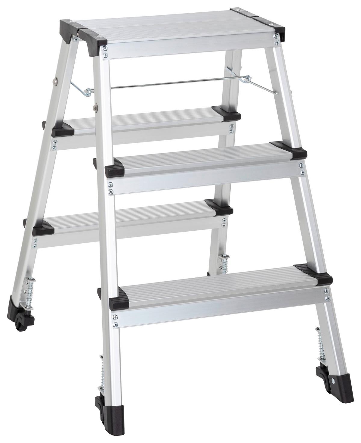 Klapptrittleiter Solid Iv - Alufarben, Basics, Metall (43/67/21cm) - MID.YOU