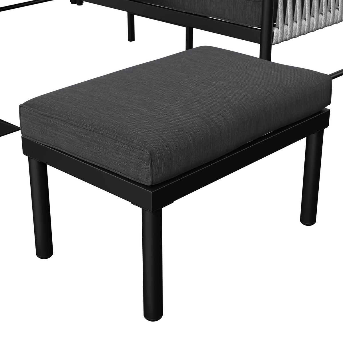 JEDÁLENSKÁ TERASOVÁ SÚPRAVA POLLY - čierna/svetlosivá, Modern, kov/textil - Bessagi Garden