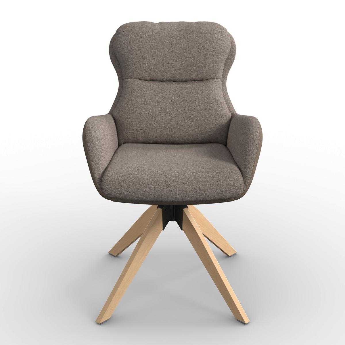 Židle s područkami Neelia, hnědá - přírodní barvy/hnědá, Moderní, kov/dřevo (59,5/93/69cm) - Bessagi Home