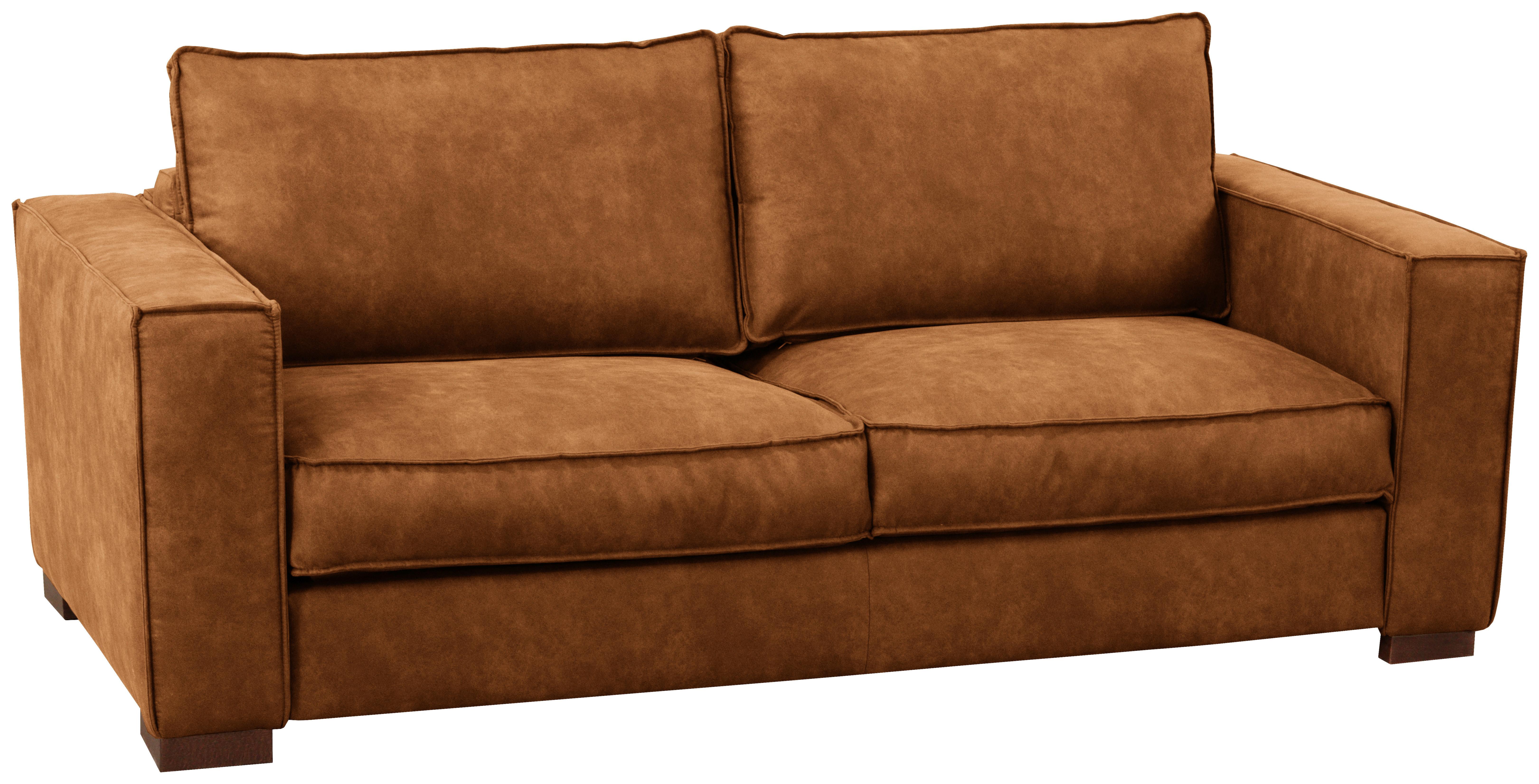 Schlafsofa Texas Cognac Mikrofaser, B: 203 cm - Cognac/Dunkelbraun, Design, Textil (203/85/99cm) - MID.YOU