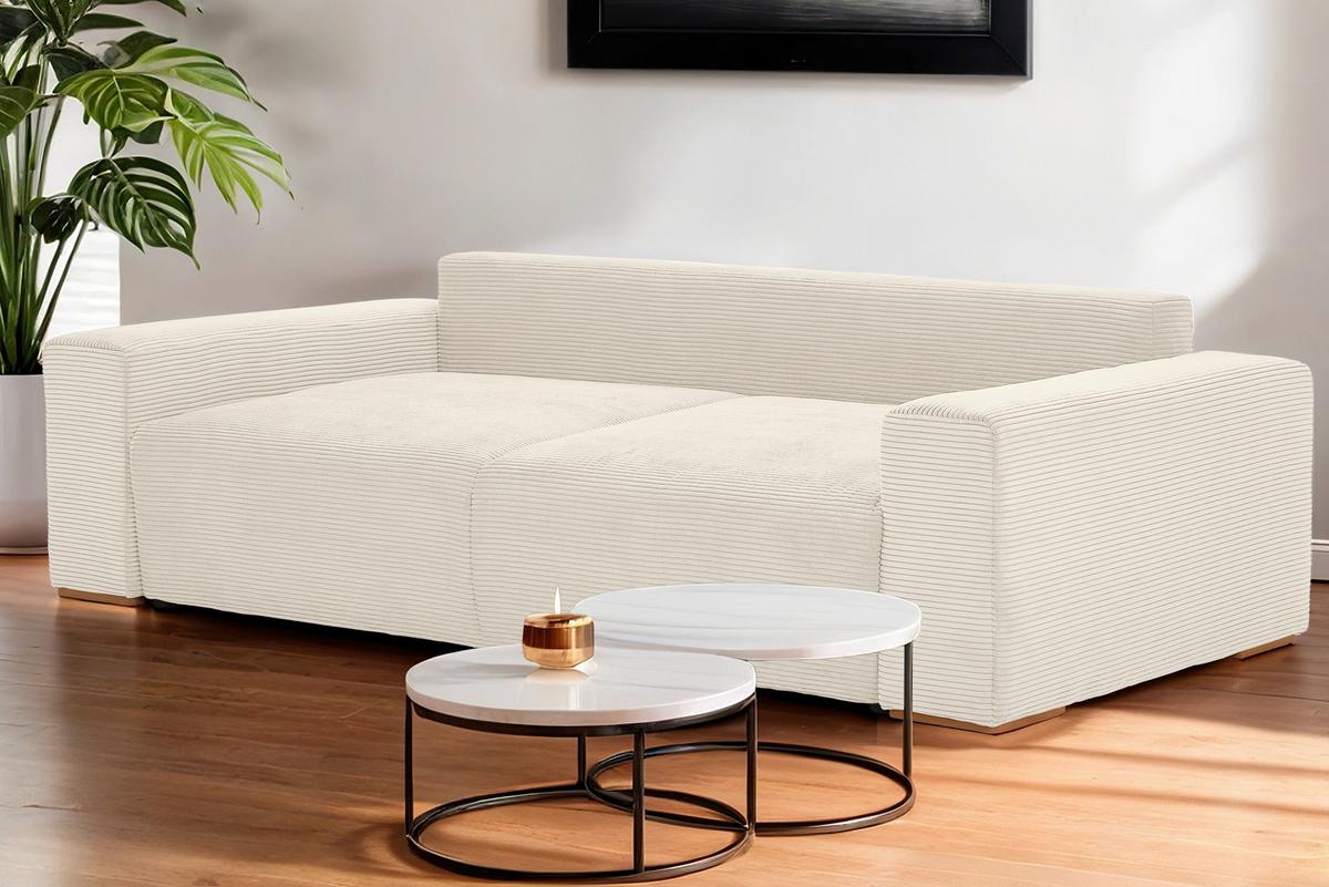 Schlafsofa Vouge Creme Bettkasten, B: 255 Cm - Buchefarben/Creme, KONVENTIONELL, Textil (255/86/123cm) - Livetastic