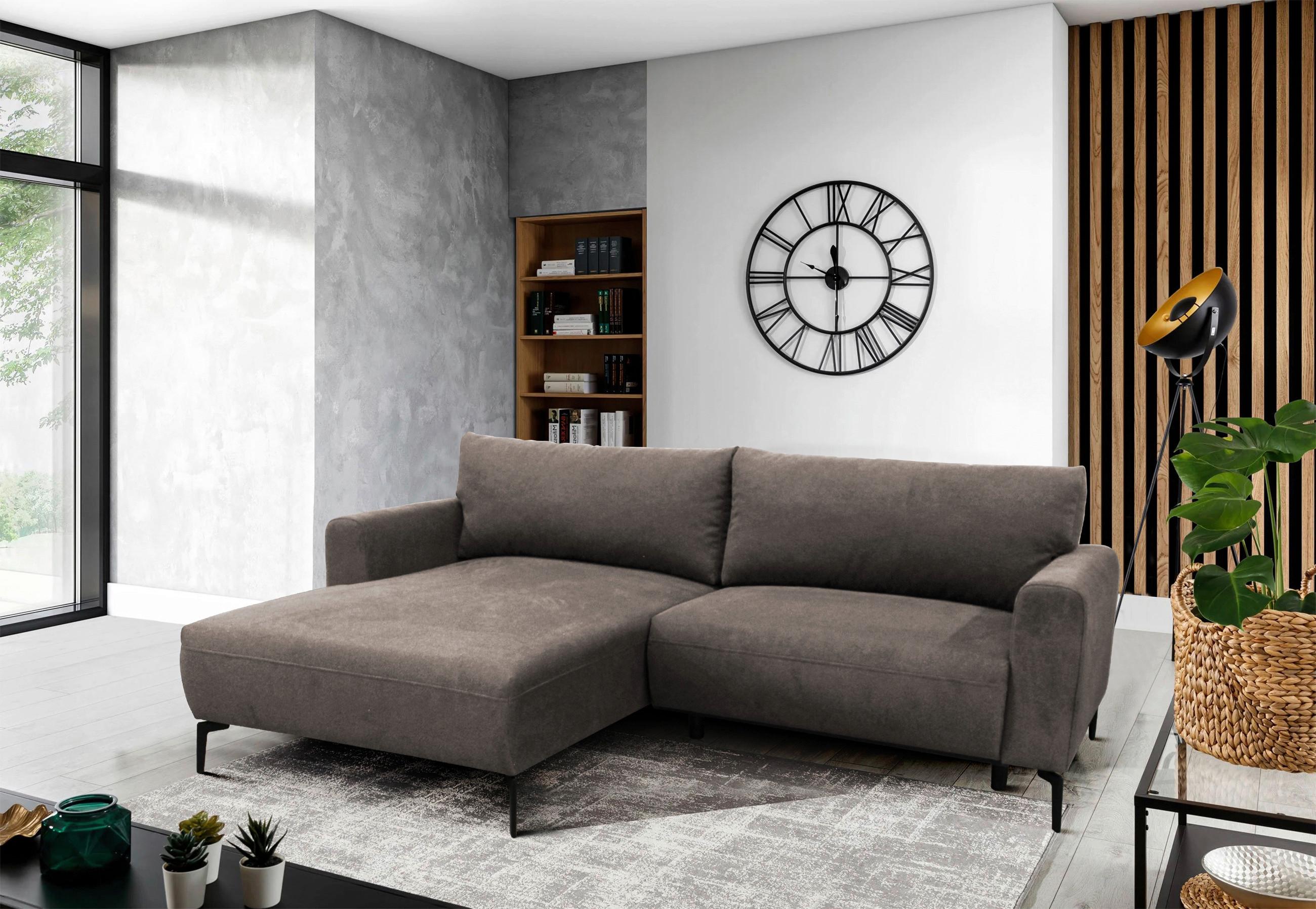 Ecksofa Prince Hellbraun S: 163x240 cm - Hellbraun/Schwarz, Design, Textil (163/240cm) - MID.YOU