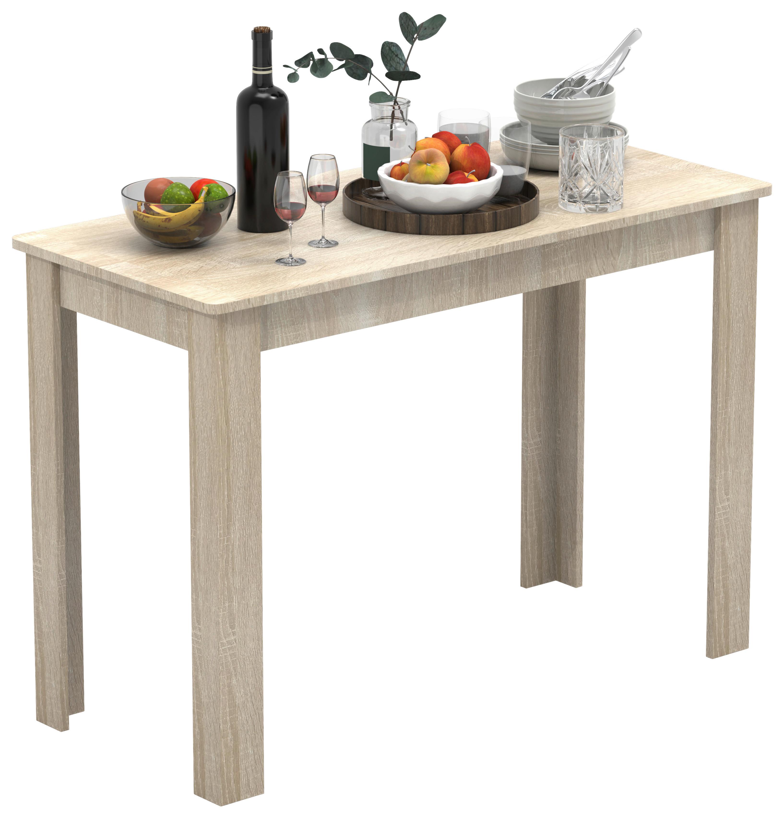 Jedálenský stôl Esal, 110x50 cm, dub sonoma - biela/dub sonoma, Modern, kompozitné drevo (110/76/50cm) - MID.YOU