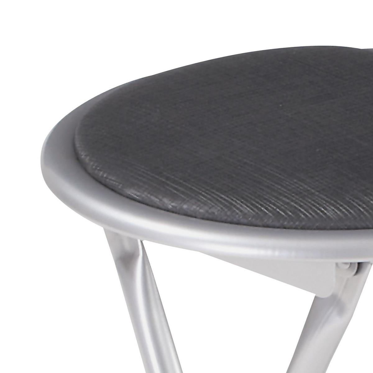 Klapphocker Ouzo Stahlrohr Alu/lederlook Schwarz H: 45 Cm - Schwarz, MODERN, Kunststoff/Metall (30/45/30cm)