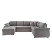 Wohnlandschaft Terana Grau mit Schlaffunktion, Mikrofaser - Chromfarben/Grau, KONVENTIONELL, Textil (157/305/219cm) - Livetastic