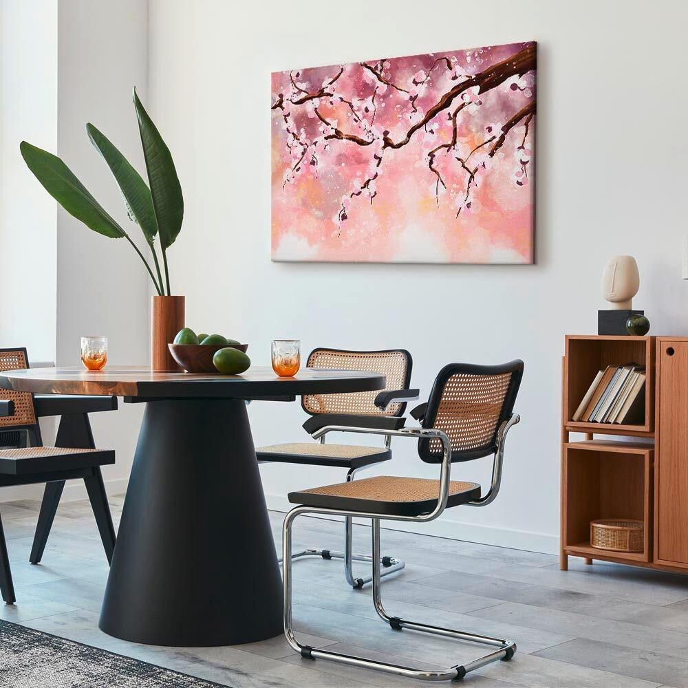 Leinwandbild Cherry Blossoms Rosa B: 120 cm - Rosa, Basics, Holz/Textil (120/80/1,2cm) - artgeist