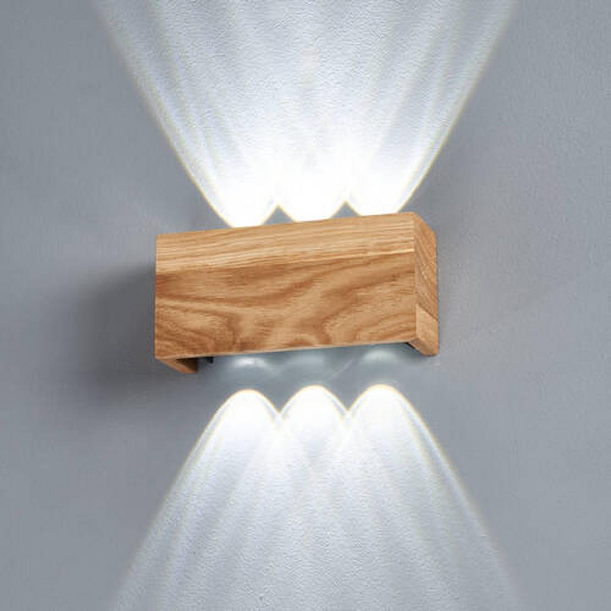 LED-Wandleuchte 30574 Shine-Wood - Schwarz, Natur, Holz/Metall (10/21/7cm) - Fischer & Honsel