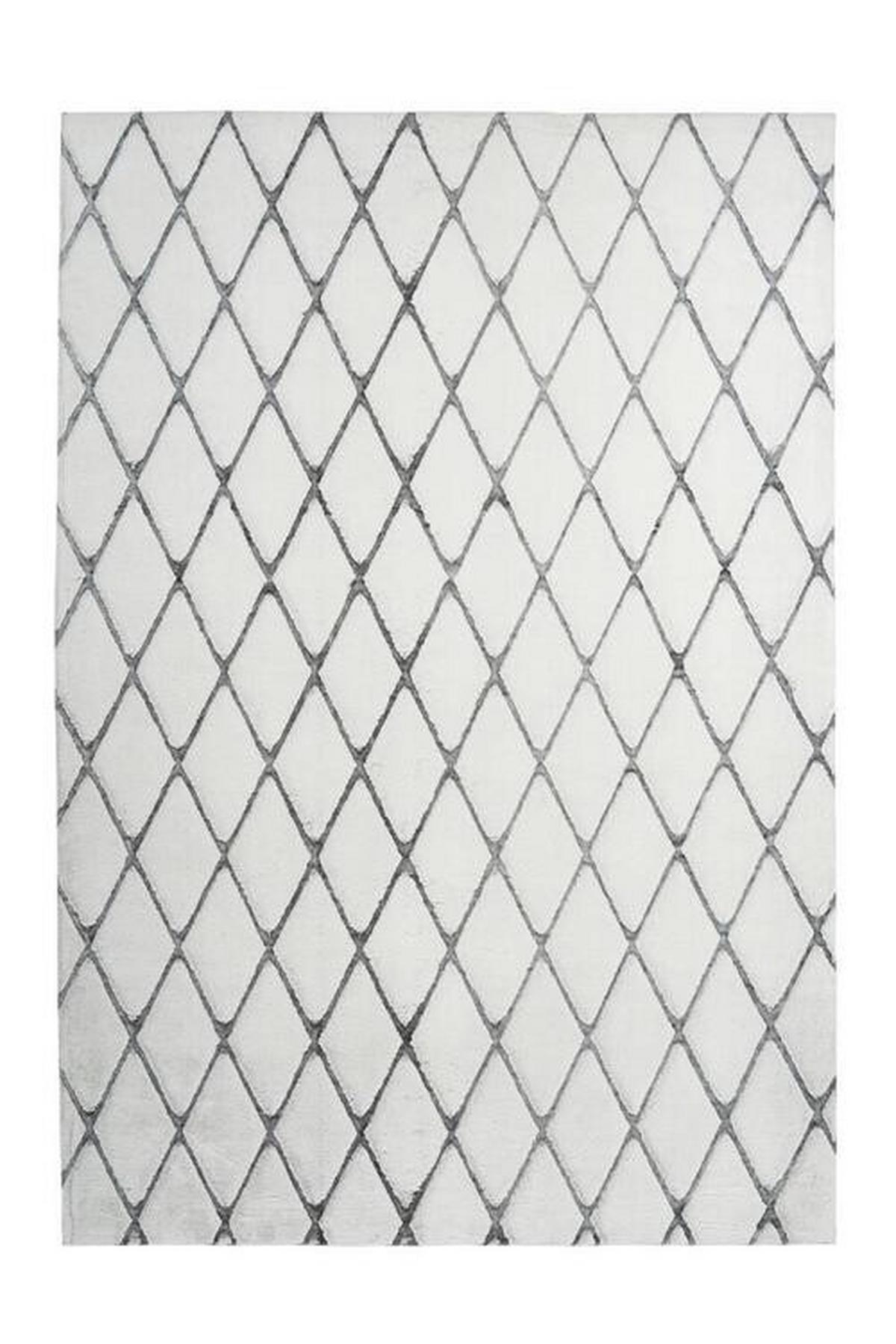 Hochflor Teppich Weiß/ Anthrazit Vivica 80x150 cm - Anthrazit/Weiß, Design, Textil (80/150cm) - Kayoom