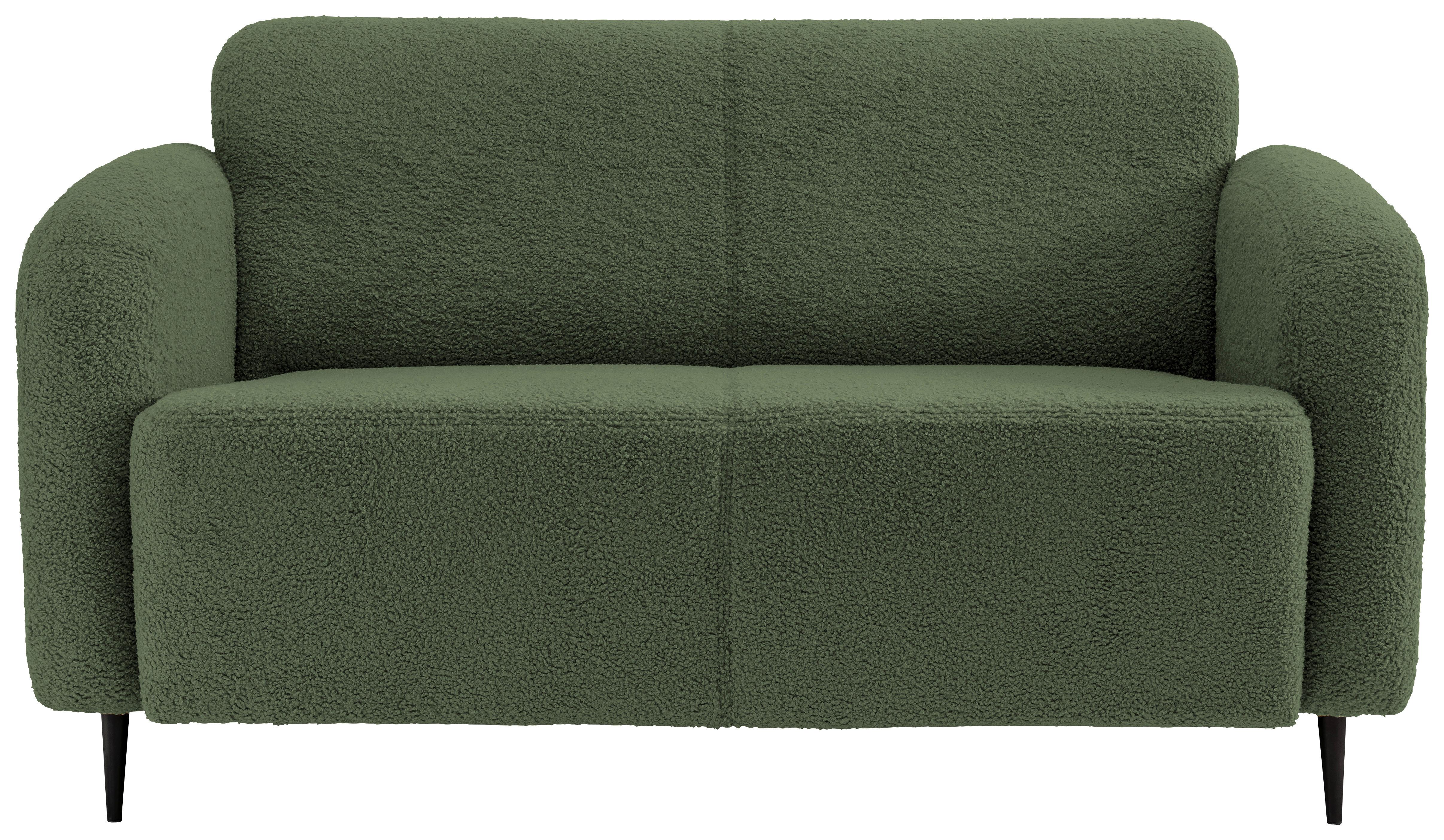 2-Sitzer-Sofa Marone Dunkelgrün Teddystoff - Dunkelgrün/Schwarz, MODERN, Textil (140/76/90cm) - Livetastic