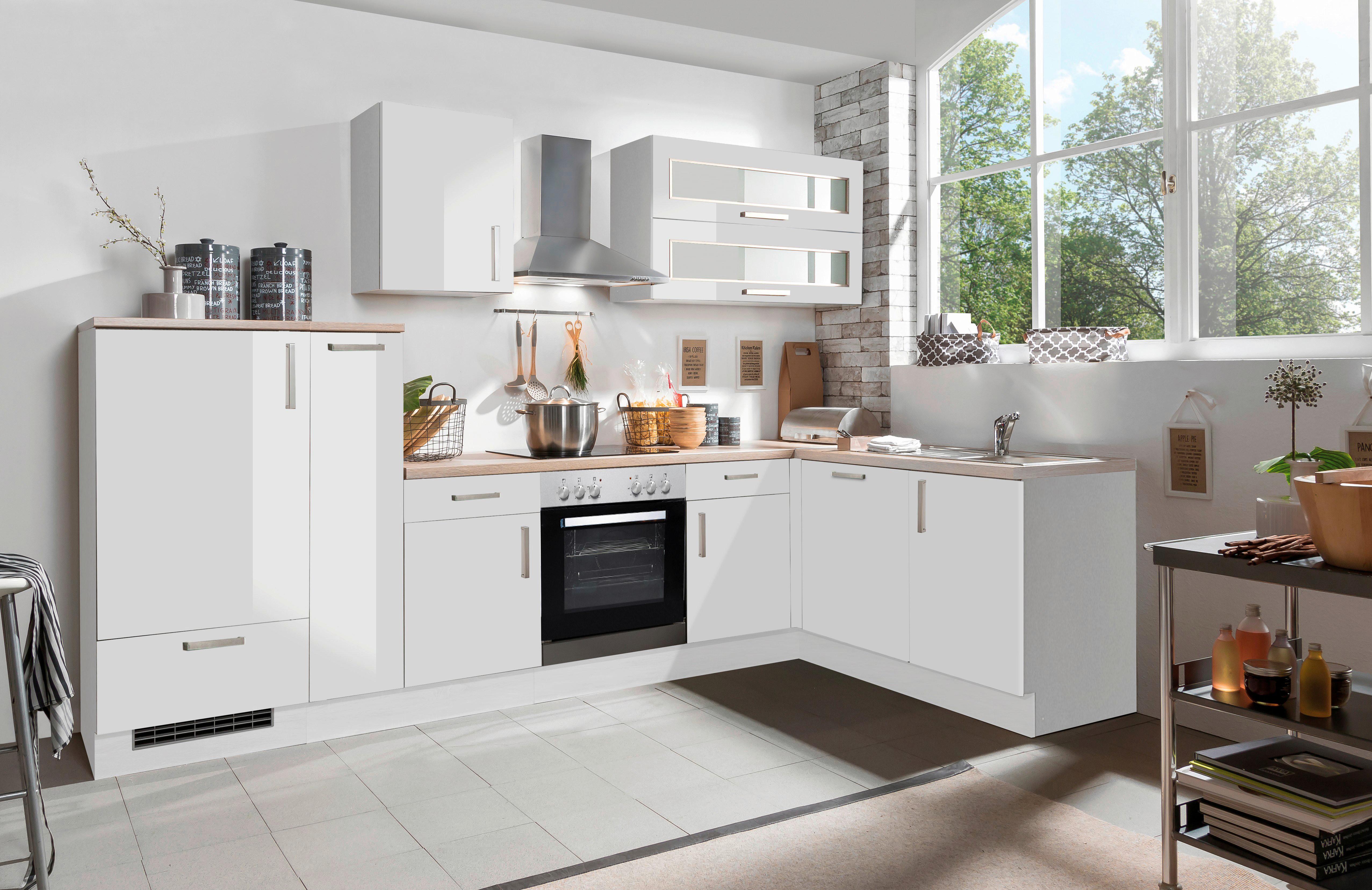 Eckküche White-Premium - Weiß Hochglanz/Weiß, KONVENTIONELL, Holzwerkstoff (310/173cm) - Menke
