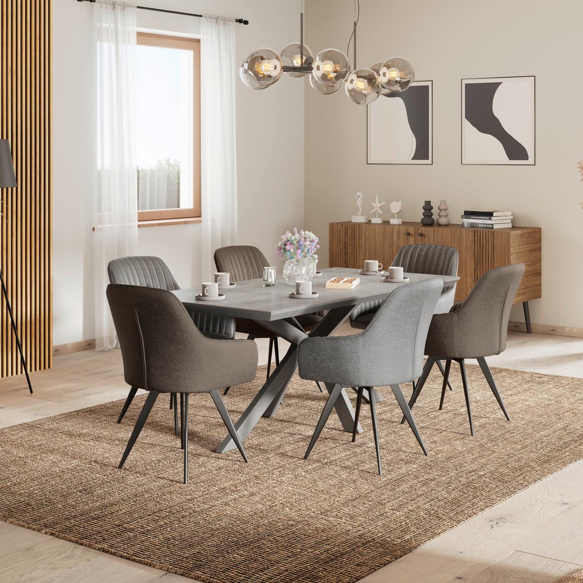 Étkezőasztal Steve 1 180 - fekete, Modern, faalapú anyag/fém (180/76/90cm)
