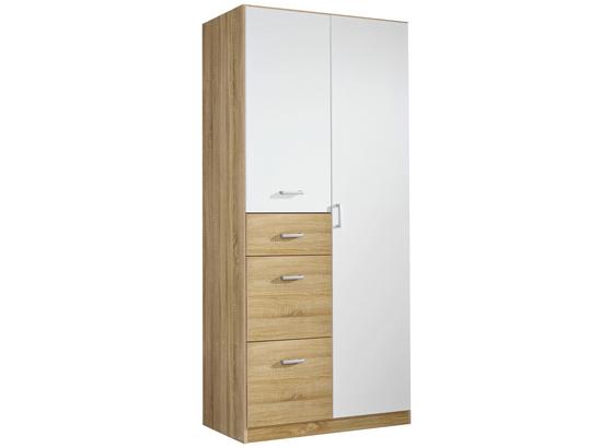 Skriňa Point - biela/dub sonoma, Moderný, kompozitné drevo (91/197/54cm) Skriňa Point - biela/dub sonoma, Moderný, kompozitné drevo (91/197/54cm)