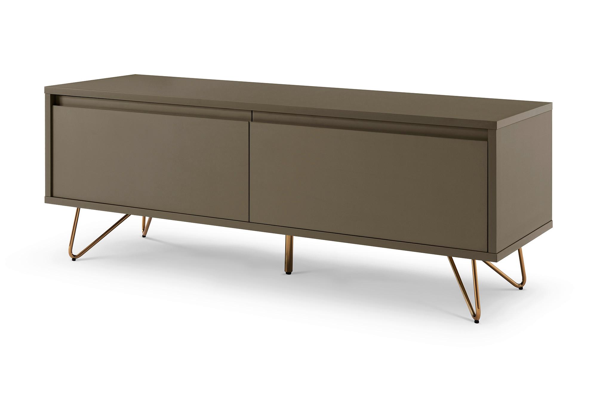 Lowboard Grau B: 120cm - Messingfarben/Grau, Design, Holzwerkstoff (120/45/40cm) - Livetastic