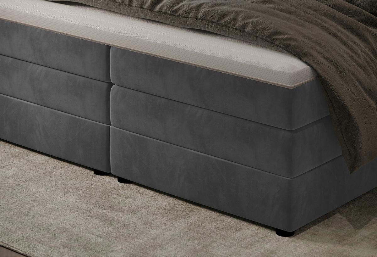Boxspringbett Elio Graphitfarben 180x200 cm H3 - Schwarz/Graphitfarben, ROMANTIK / LANDHAUS, Textil (184/121/212cm) - James Wood