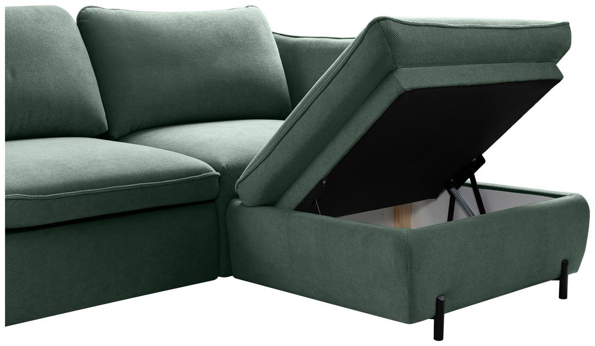 Ecksofa Baloo, Grün S: 262x178 cm - Schwarz/Grün, MODERN, Textil (262/178cm) - MID.YOU