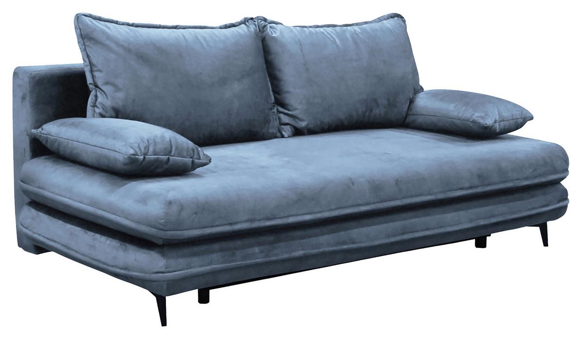 Schlafsofa Look Hellblau inkl.bettkasten+schlaffunktion - Schwarz/Hellblau, Design, Textil (217/73/86/106cm) - MID.YOU