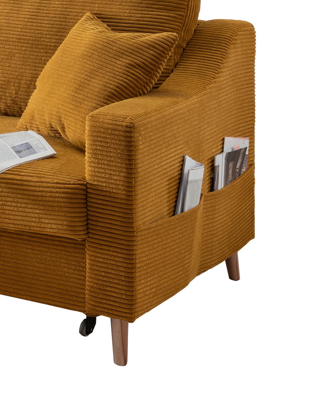 Ecksofa Valentina - Goldfarben/Naturfarben, Design, Textil (150/228cm) - P & B
