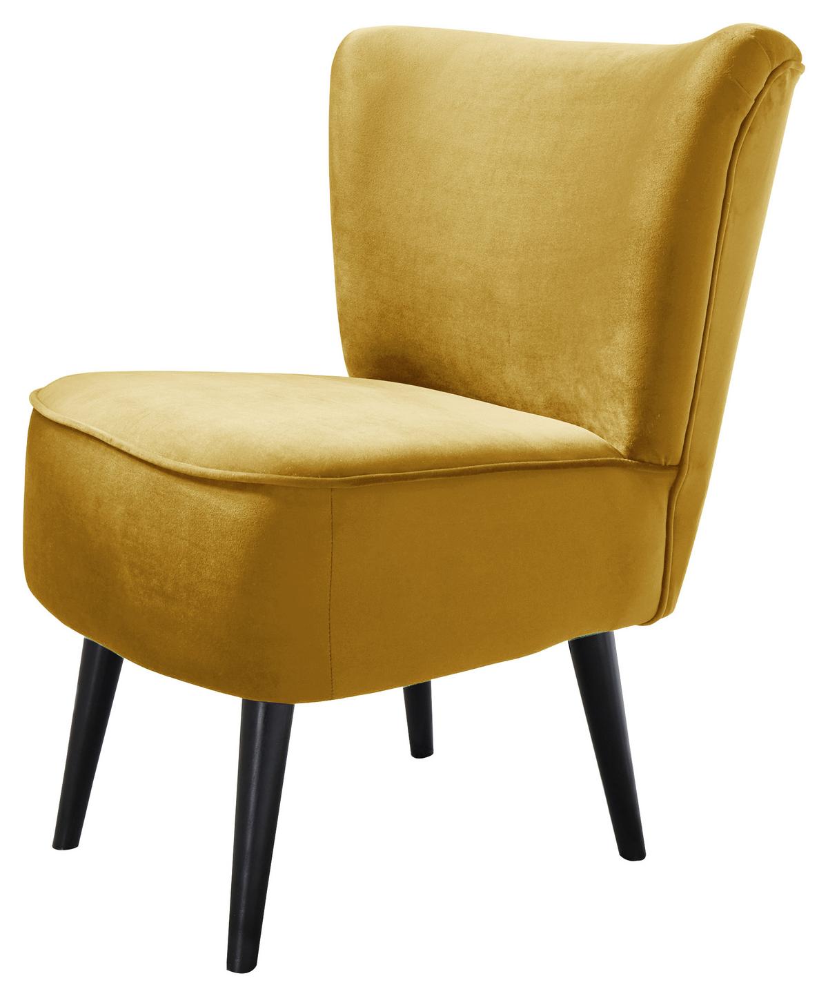 Polsterstuhl Lord Samtbezug Gold, Beine: Massivholz - Goldfarben/Schwarz, Trend, Holzwerkstoff/Textil (65/89/70cm) - MID.YOU