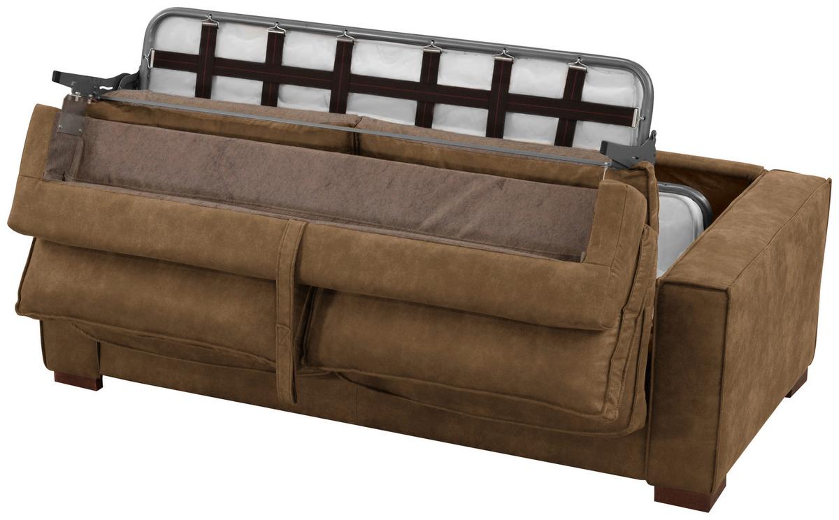Schlafsofa Texas Braun Mikrofaser, B: 203 Cm - Dunkelbraun/Braun, Design, Textil (203/85/99cm) - MID.YOU