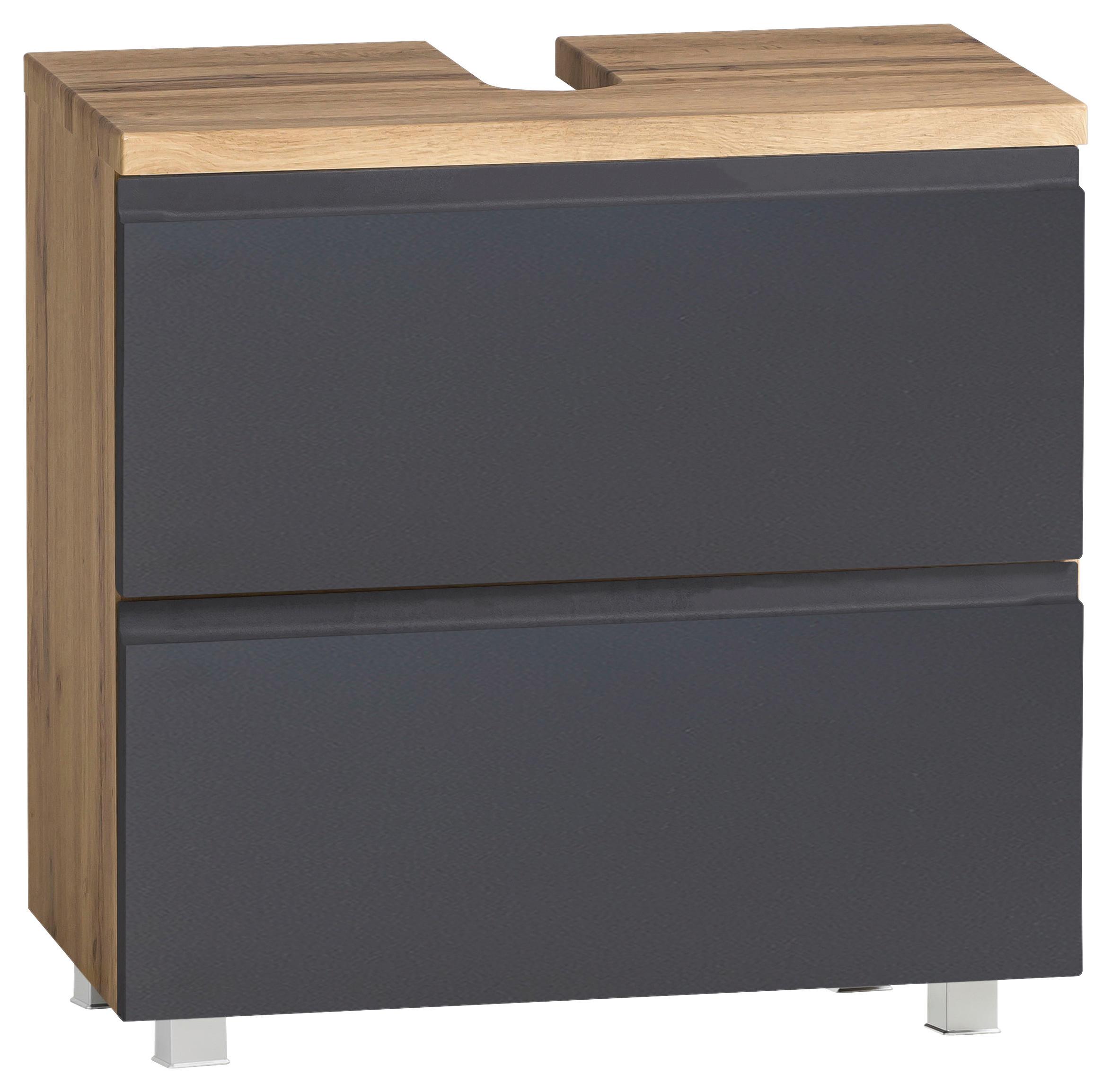 Waschbeckenunterschrank Varese B: 60 cm Grau/Eiche Wotan