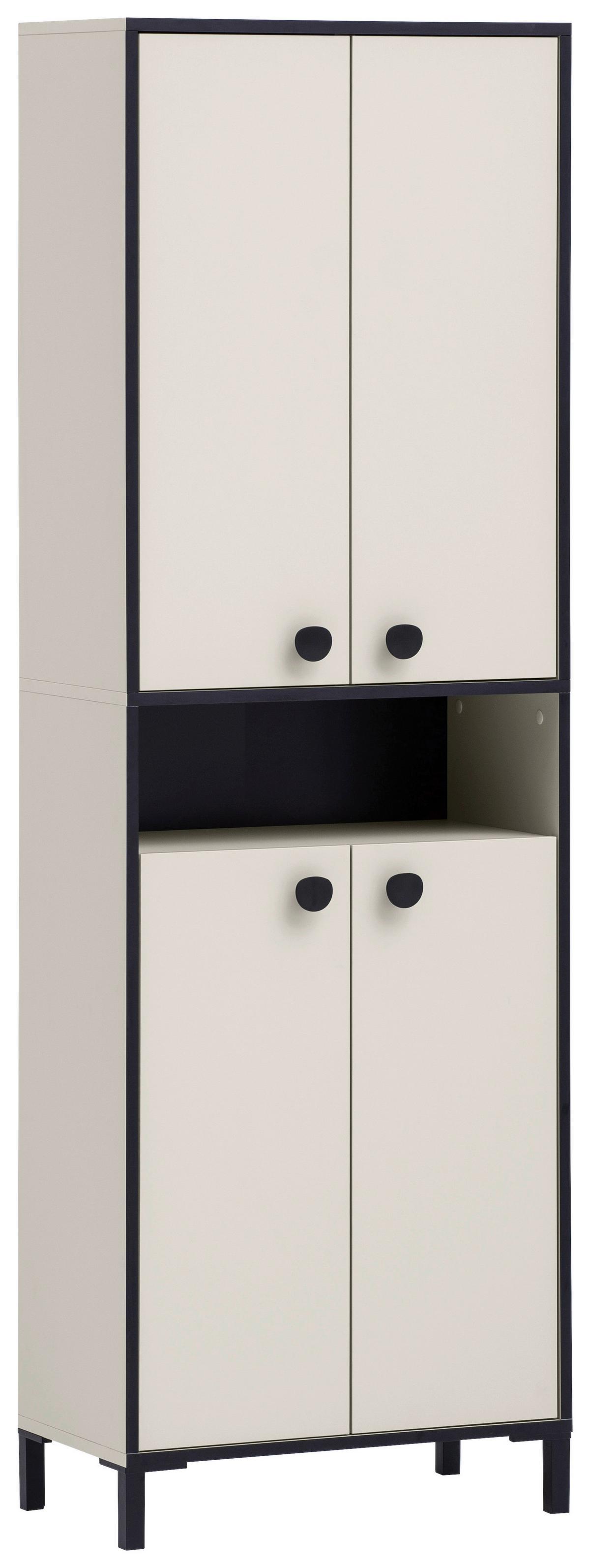 Schuhschrank Edda, Beige B: 60,2 Cm - Beige/Schwarz, Design, Holzwerkstoff (60,2/185/33,05cm) - MID.YOU