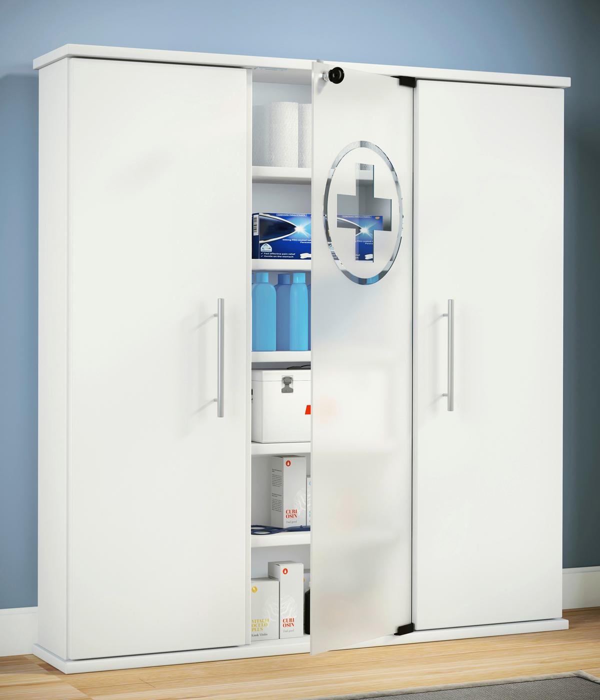 Medizinschrank Santila - Weiß, MODERN, Glas/Holzwerkstoff (86/91,5/18cm) - MID.YOU
