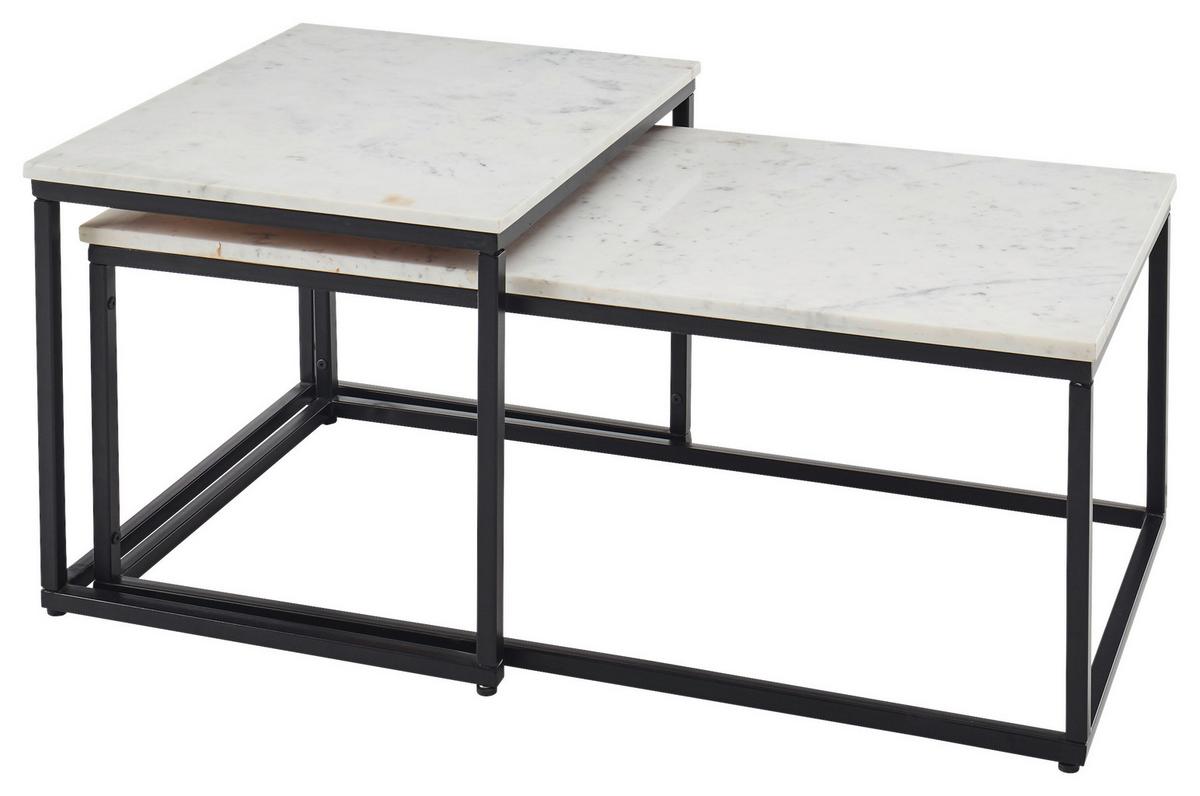 KONFERENČNÍ STOLEK KENO - bílá/černá, Lifestyle, kov/kámen (100/35/50cm)