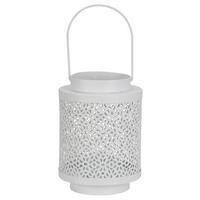 Laterne Kelly Aus Metall H: 14 Cm Mit Löchrigem Muster - Weiß, Basics, Metall (11/11/14cm)