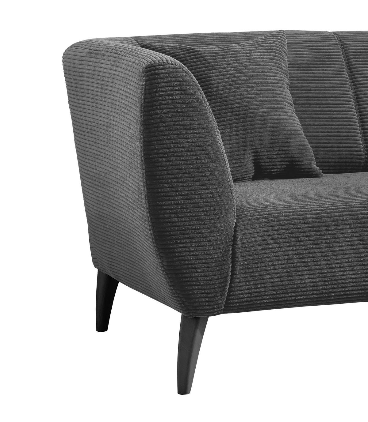 2-Sitzer-Sofa Colori Mit Kissen Grau Cord B: 172 cm - Schwarz/Grau, MODERN, Textil (172/83/88cm) - MID.YOU