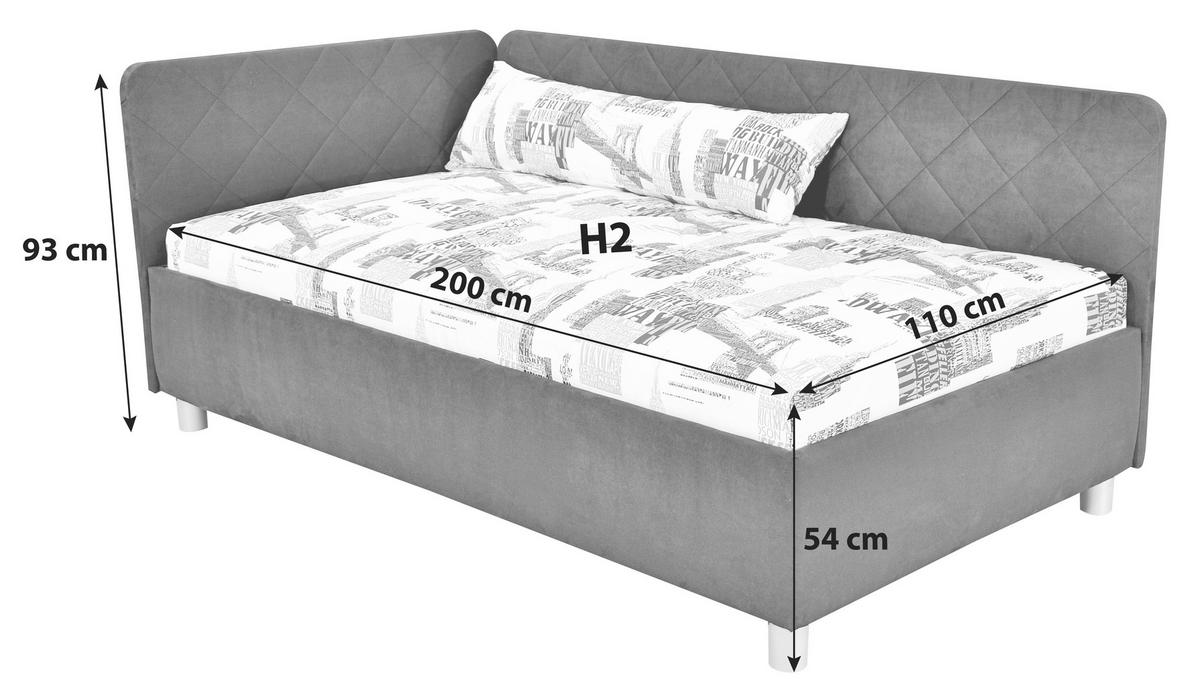 Čalúnená váľada s úložným priestorom Sorbona, 110x200 cm - čierna/sivá, Konventionell, textil/plast (110/200cm)